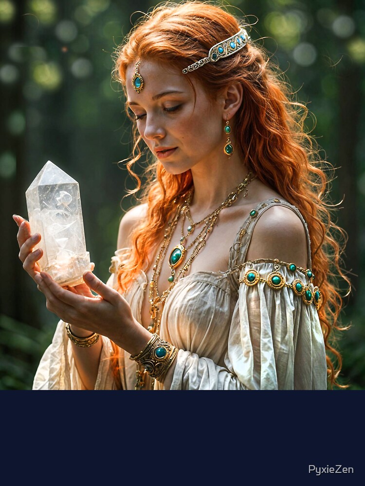 Medieval Woman with Quartz Crystal by PyxieZen T-Shirts, Hoodie, Sweatshirt | BlankRebels.com (Image 3)