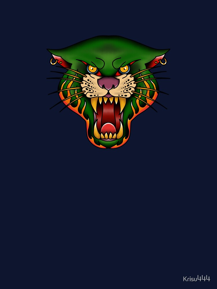 Fierce Jungle Rock and Roll Panther Head Tattoo Design by Krisu444 T-Shirts, Hoodie, Sweatshirt | BlankRebels.com (Image 3)