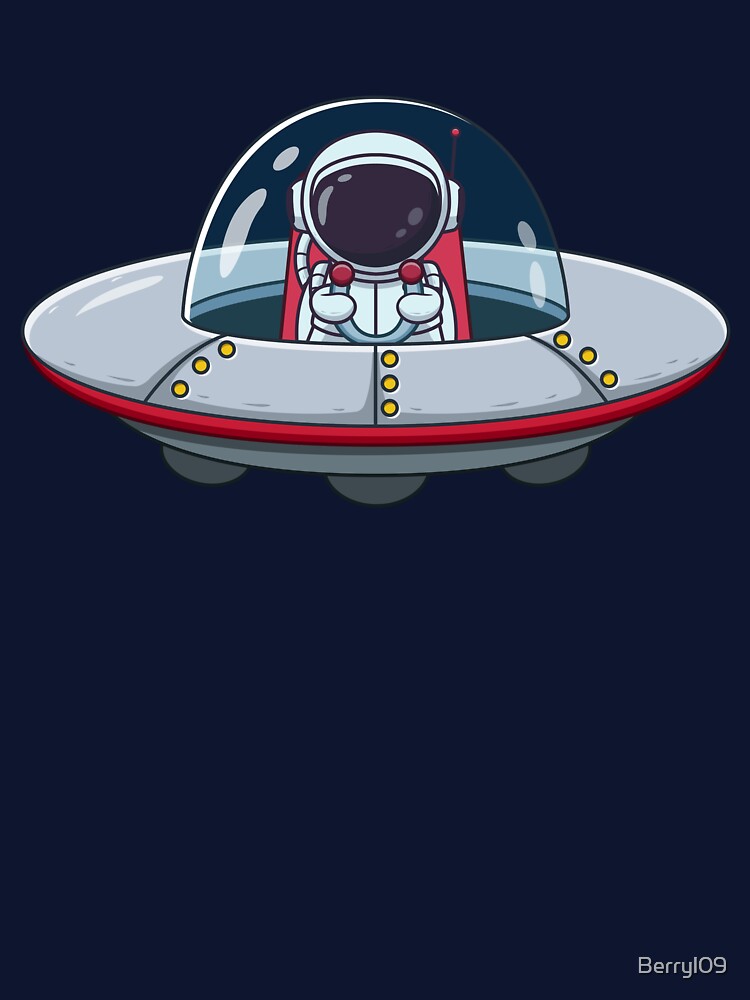 Cute Astronaut Riding Ufo Cartoon by Berryl09 T-Shirts, Hoodie, Sweatshirt | BlankRebels.com (Image 3)