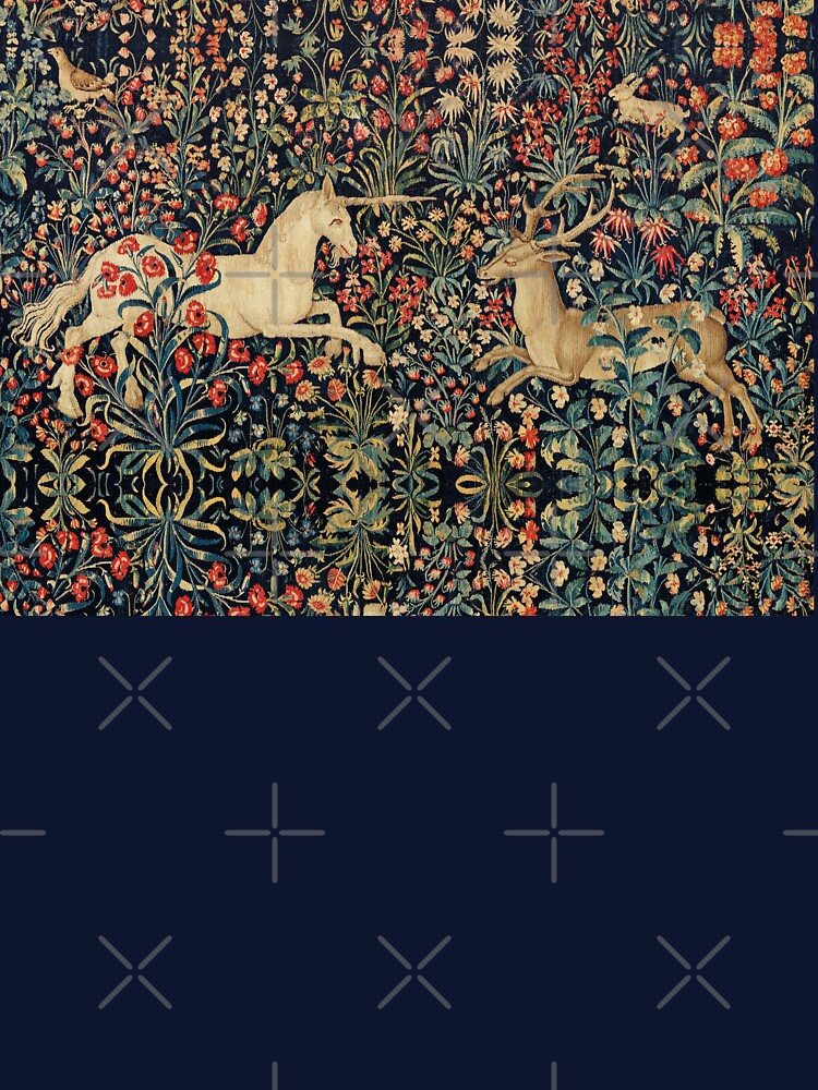 UNICORN AND DEER AMONG FLOWERS, FOREST ANIMALS FLEMISH FLORAL by BulganLumini T-Shirts, Hoodie, Sweatshirt (Image 3)