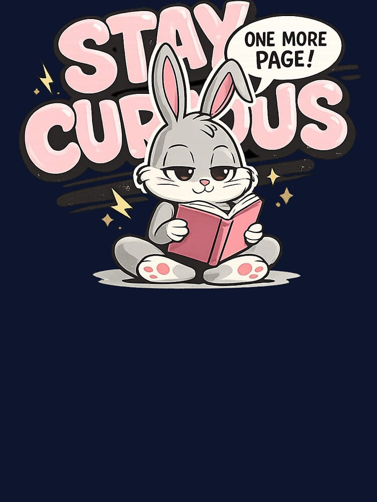 Stay Curious Bunny T-Shirts – Cute Reader Aesthetic Style by KDesignCrafts Hoodie, Sweatshirt | BlankRebels.com (Image 3)