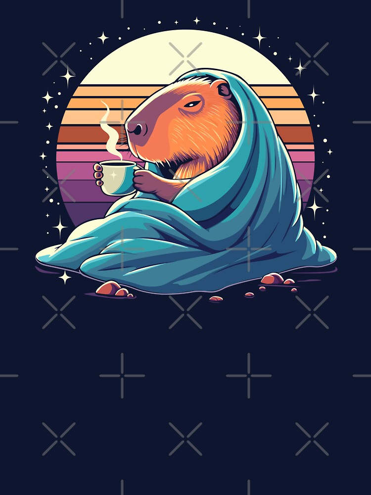 Capybara with Tea Under Blanket – Cozy Retro Art. by alik7 T-Shirts, Hoodie, Sweatshirt | BlankRebels.com (Image 3)