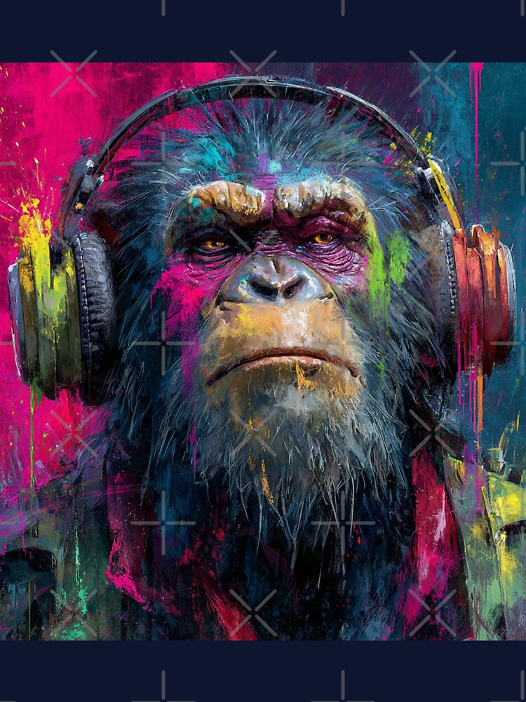 Stylish Dj Monkey Thinker Brutal With Headphones Art by GrinGalore T-Shirts, Hoodie, Sweatshirt | BlankRebels.com (Image 3)