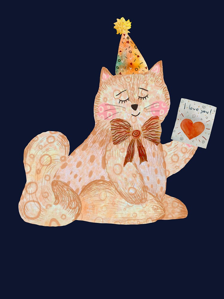 Cat toy card love textured watercolor sketch green by Yana Mustafina | Boho Soulful Designs T-Shirts, Hoodie,... (Image 3)