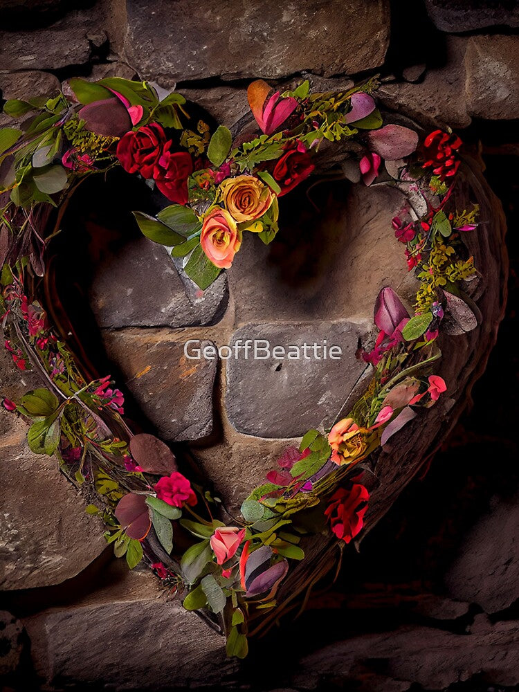 Floral heart ring design on a stone wall 5 both vintage and modern floral wallpaper background new for 2023 by... (Image 3)