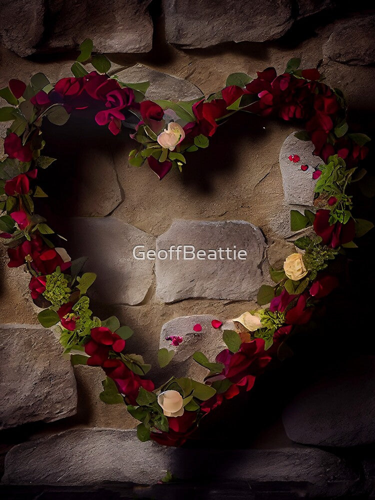 Floral heart ring design on a stone wall 7 both vintage and modern floral wallpaper background new for 2023 by... (Image 3)