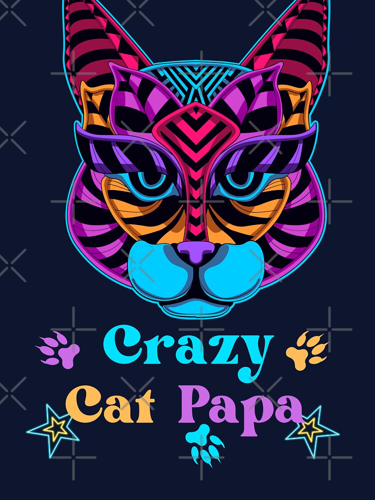 Crazy Cat Papa Illustrated Digital Design by mangaworldart T-Shirts, Hoodie, Sweatshirt | BlankRebels.com (Image 3)