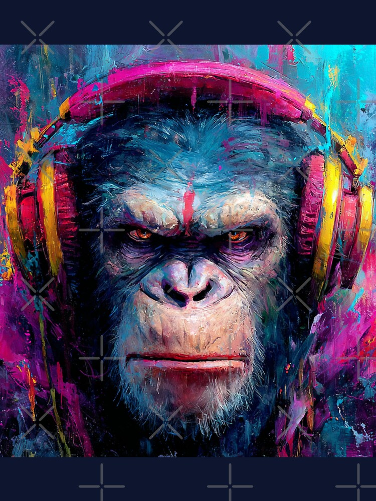 Stylish Dj Monkey Gloomy Ape With Headphones Art by GrinGalore T-Shirts, Hoodie, Sweatshirt | BlankRebels.com (Image 3)