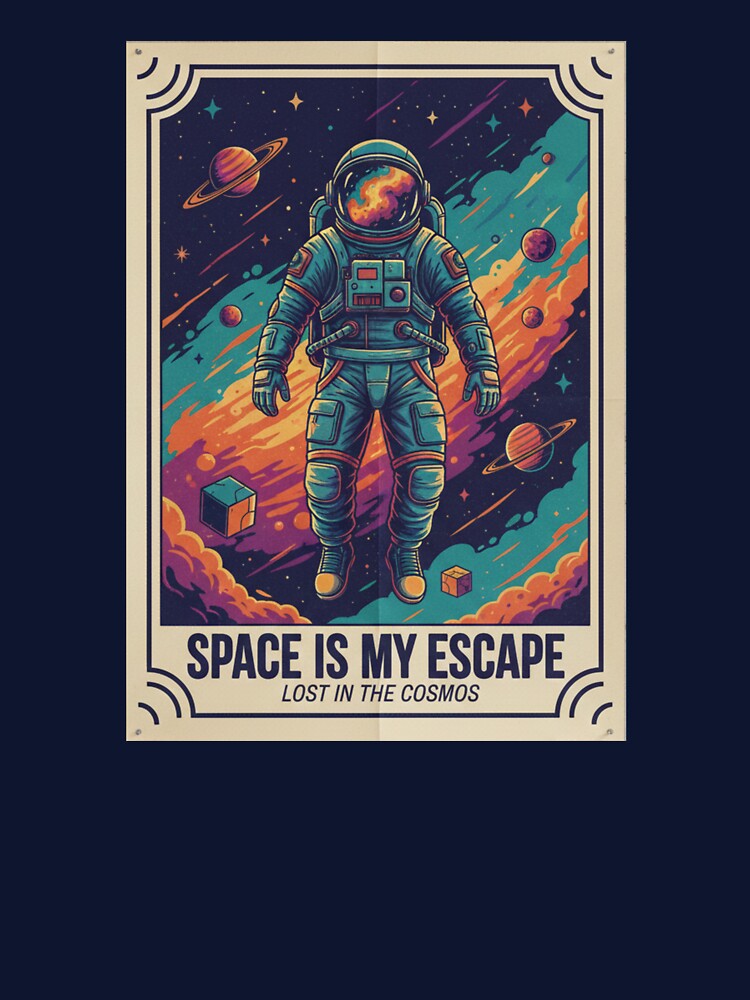 Retro Astronaut Space Escape Futuristic Vintage Poster by Dariusz.K T-Shirts, Hoodie, Sweatshirt | BlankRebels.com (Image 3)