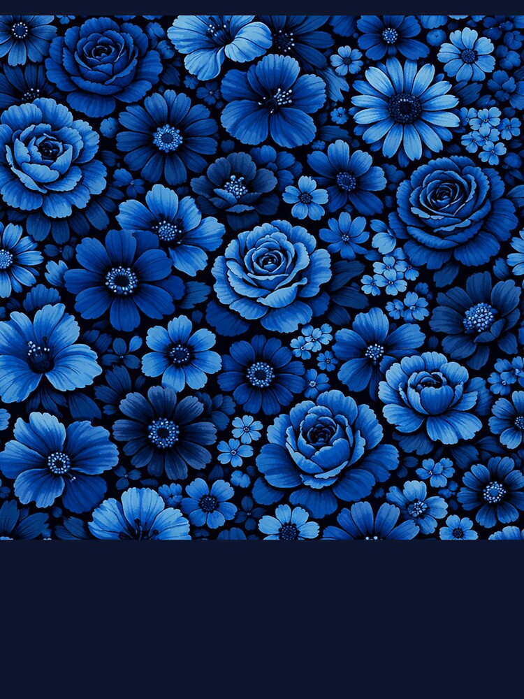 Dark Blue Floral Pattern | Moody Botanical Flowers by ZEYCAT T-Shirts, Hoodie, Sweatshirt | BlankRebels.com (Image 3)