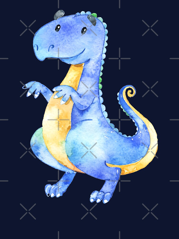 Blue Watercolor Dinosaur by madtoyman T-Shirts, Hoodie, Sweatshirt | BlankRebels.com (Image 3)