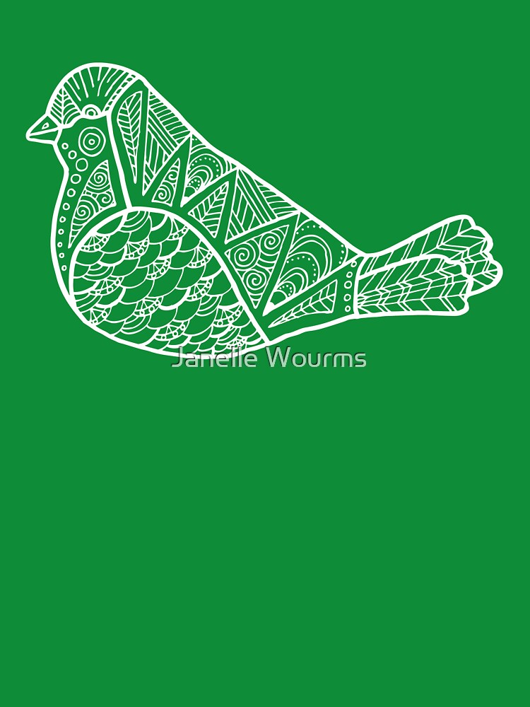 Color Me Bird : White on Green by Janelle Wourms T-Shirts, Hoodie, Sweatshirt | BlankRebels.com (Image 3)