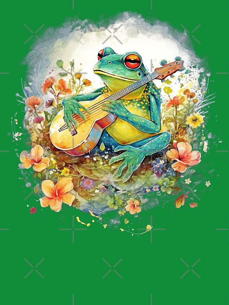 Cottagecore Aesthetic Frog Playing Guitar Banjo Graphic by sanadkarmakar T-Shirts, Hoodie, Sweatshirt (Image 3)