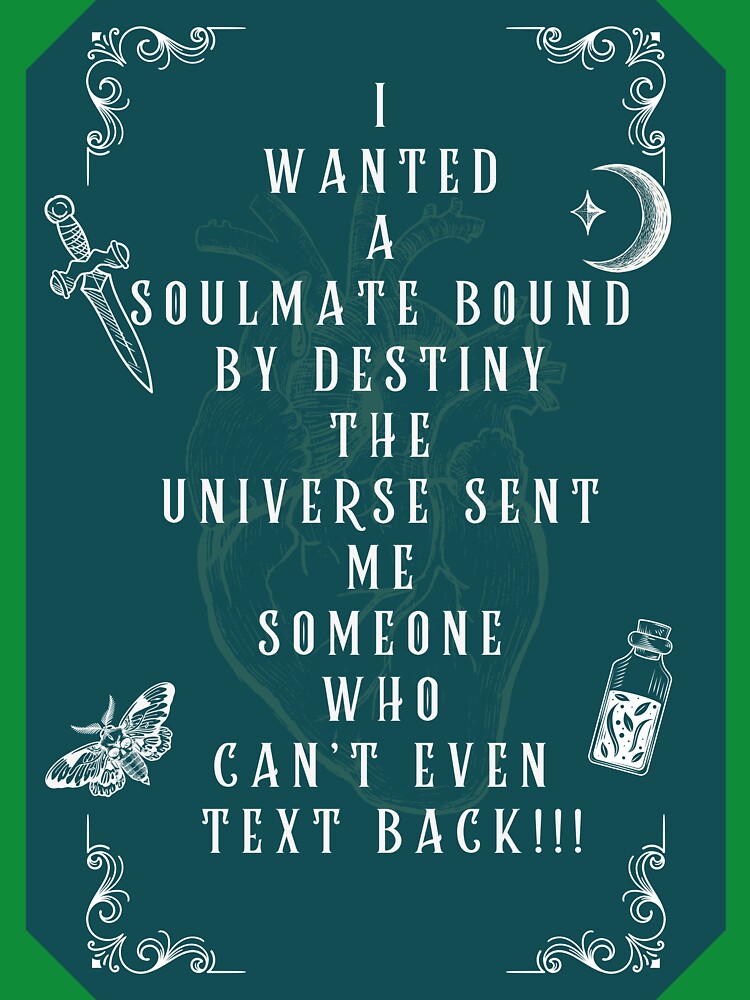 Wanted Soulmate Bound by Destiny Got Someone Who Can’t Text Back Funny Dark Romance Art by DarkRomanceMom... (Image 3)