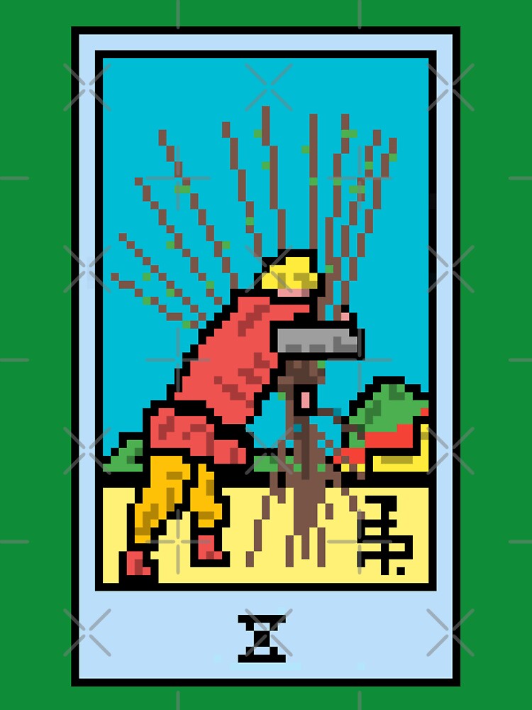 Wait Is This Pixel Art Tarot? Green Minor Arcana 'Ten Wands' ( Stickers Other Accessories) T-Shirts, Hoodie, Sweatshirt
