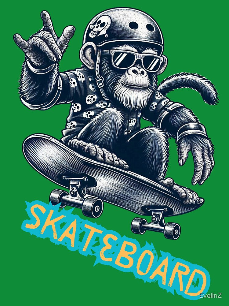 Skateboarding monkey by EvelinZ T-Shirts, Hoodie, Sweatshirt | BlankRebels.com (Image 3)