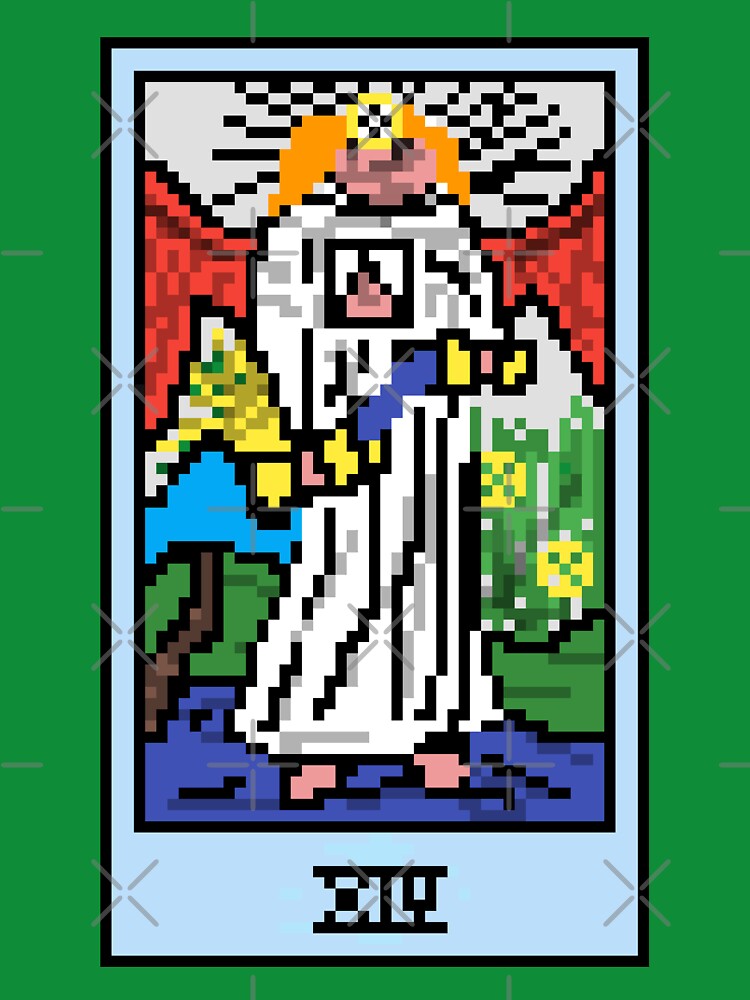 Wait, is this pixel art tarot? Green - Major Arcana 'Temperance' (Design for T-shirt, stickers and other... (Image 3)