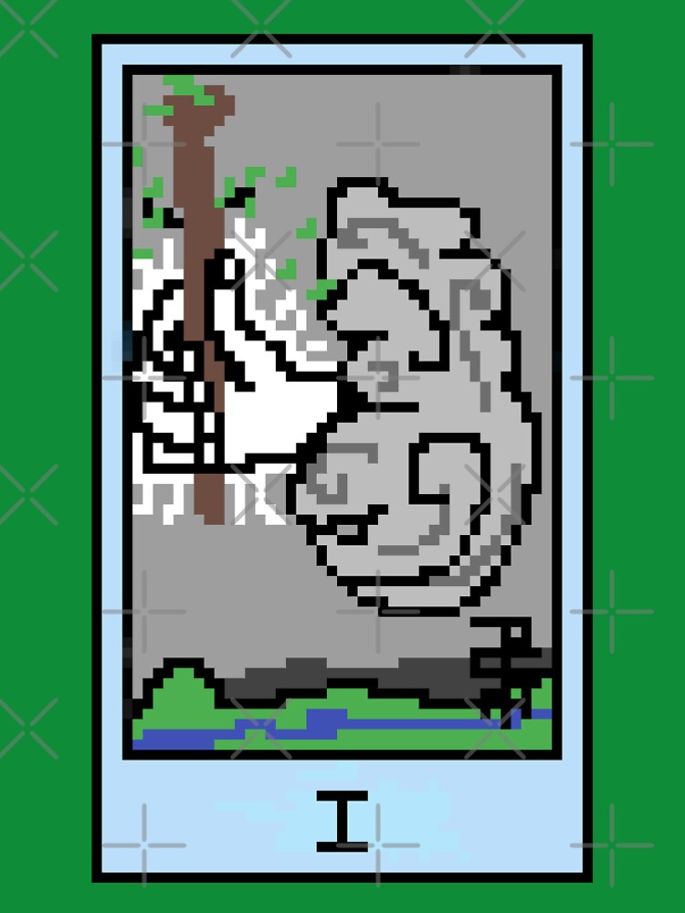 Wait, is this pixel art tarot? Green - Minor Arcana 'Ace of Wands' (Design for T-shirt, stickers and other... (Image 3)