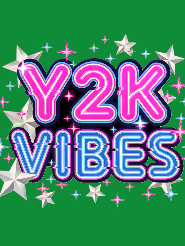 Y2K Vibes Neon Glitch Typography Retro T-Shirt by CryptoCactus Hoodie, Sweatshirt | BlankRebels.com (Image 3)