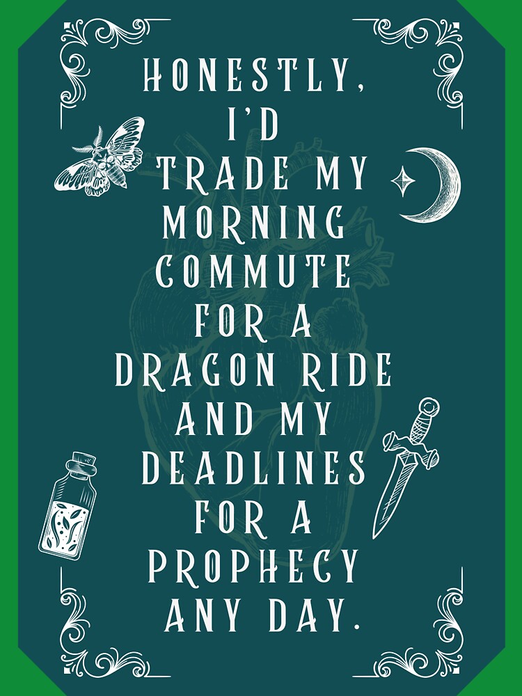 Trade Morning Commute for Dragon Ride Funny Fantasy Quote – Dark Romance Humor Art by DarkRomanceMom T-Shirts,... (Image 3)