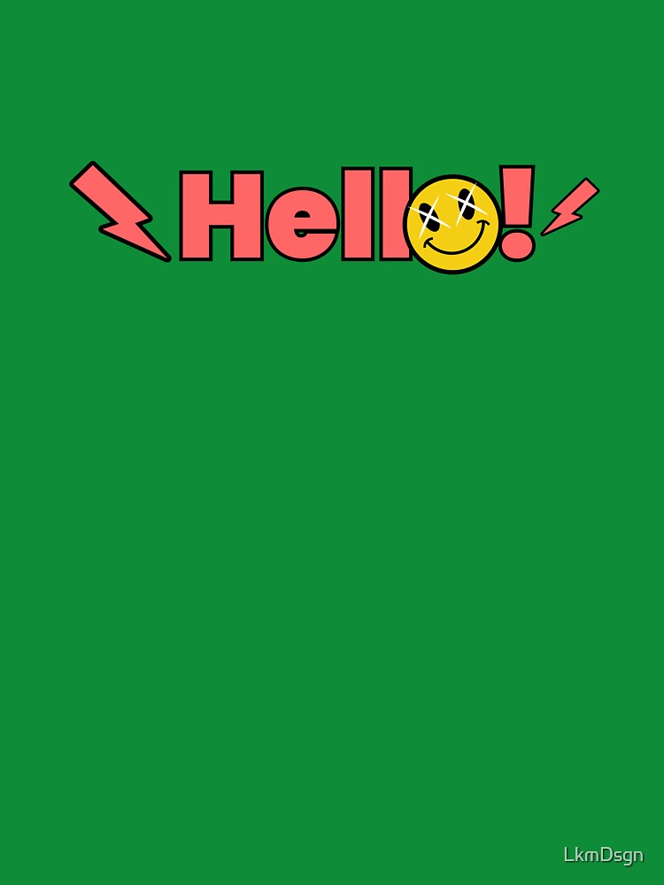 Minimal Friendly Text Design Hello Smile Red Color by LkmDsgn T-Shirts, Hoodie, Sweatshirt | BlankRebels.com (Image 3)