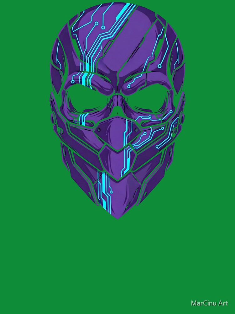 Cyberpunk Skull Neon Circuit Mask 2026 by MarCinu Art T-Shirts, Hoodie, Sweatshirt | BlankRebels.com (Image 3)