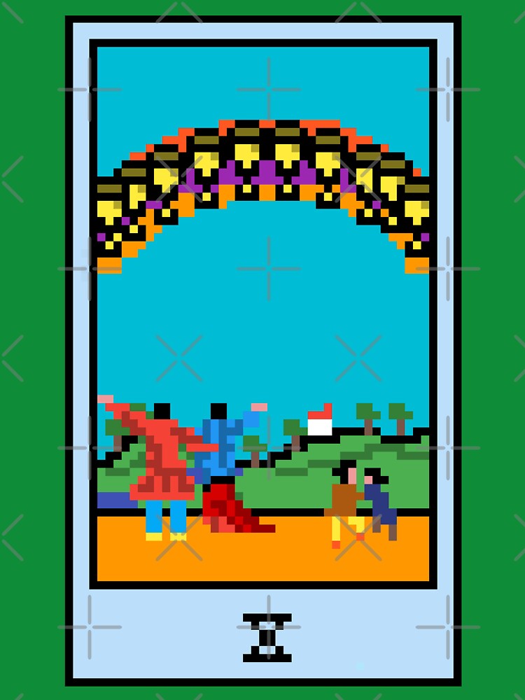 Wait, is this pixel art tarot? Green - Minor Arcana 'Ten of Cups' (Design for T-shirt, stickers and other... (Image 3)