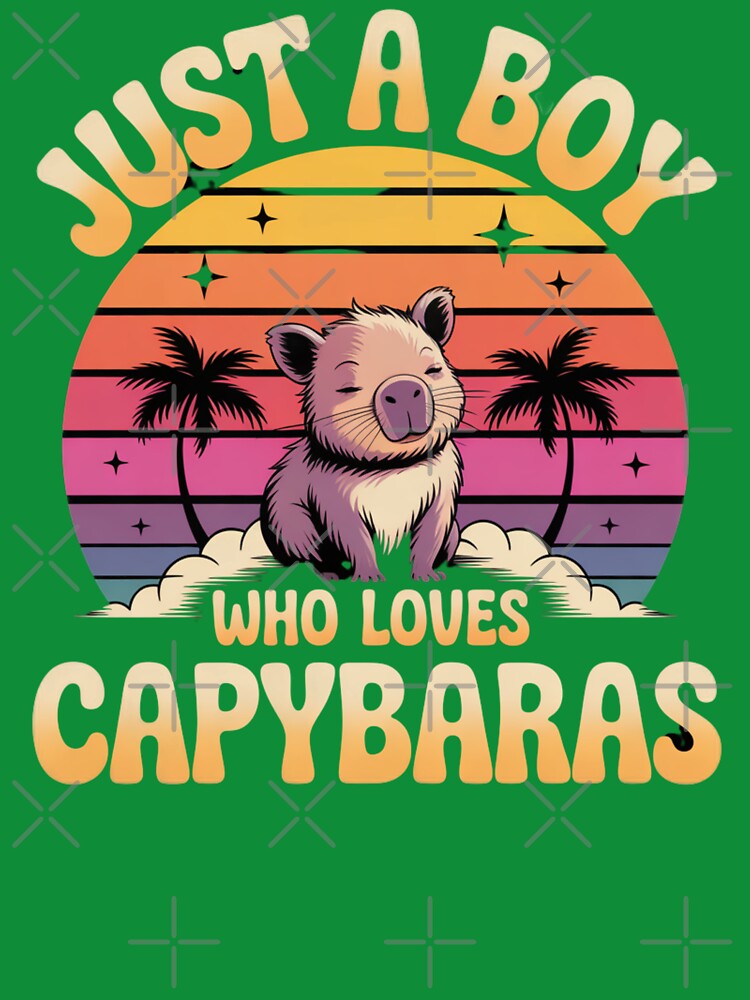 Just Boy Who Loves Capybaras Retro Vintage Sunset Funny Capybara Lover T-Shirts, Hoodie, Sweatshirt