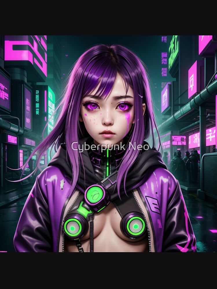 Cyberpunk Anime Girl 5 by Cyberpunk Neo T-Shirts, Hoodie, Sweatshirt | BlankRebels.com (Image 3)