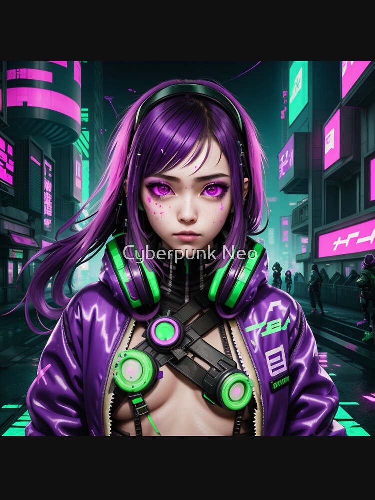 Cyberpunk Anime Girl 3 by Cyberpunk Neo T-Shirts, Hoodie, Sweatshirt | BlankRebels.com (Image 3)