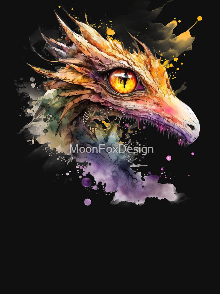 Watercolor Yellow Dragon, Dragon Portrait by MoonFoxDesign T-Shirts, Hoodie, Sweatshirt | BlankRebels.com (Image 3)