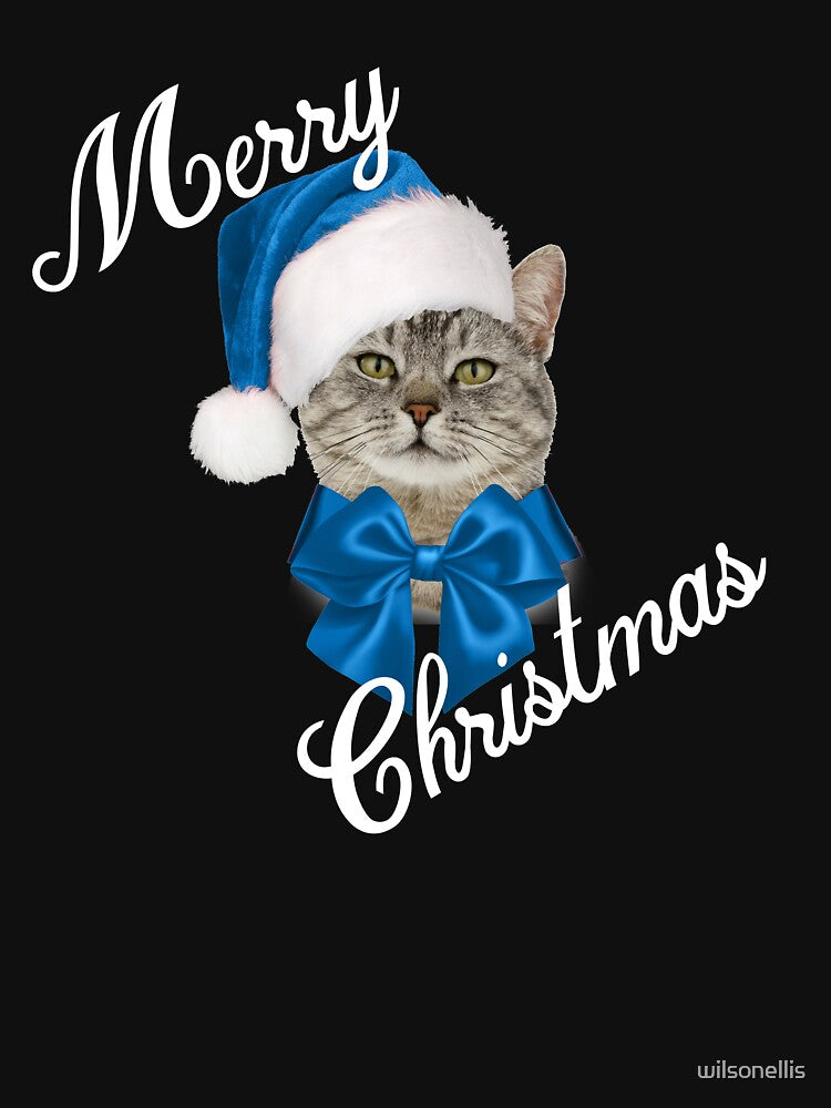 Holiday Cat Santa Blue by wilsonellis T-Shirts, Hoodie, Sweatshirt | BlankRebels.com (Image 3)