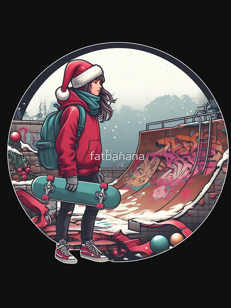 Skateboard Girl Christmas by fatbanana T-Shirts, Hoodie, Sweatshirt | BlankRebels.com (Image 3)
