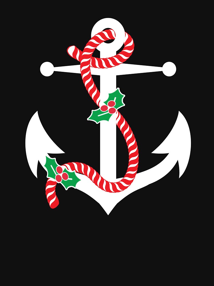 Christmas Holiday Themed Nautical Anchor by DOLCEINDIGO T-Shirts, Hoodie, Sweatshirt | BlankRebels.com (Image 3)