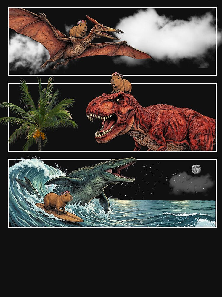 Capy & his prehistoric friends by Pixeloom Store T-Shirts, Hoodie, Sweatshirt | BlankRebels.com (Image 3)