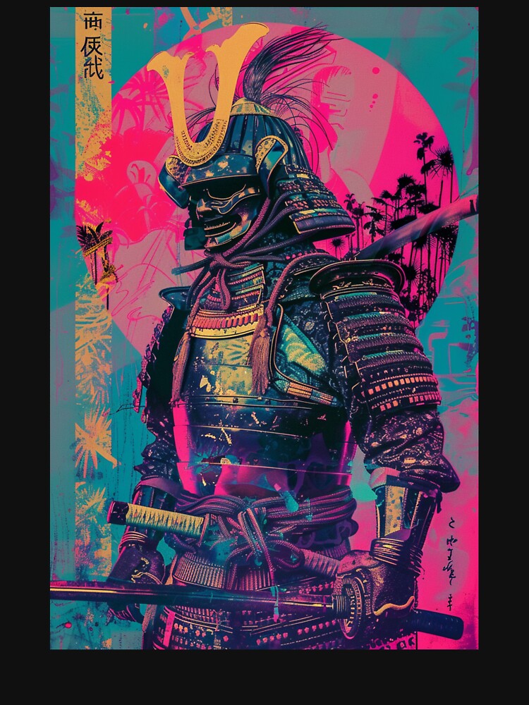 Samurai Warrior Vaporwave Setting Sun by Kimberly Bachar T-Shirts, Hoodie, Sweatshirt | BlankRebels.com (Image 3)