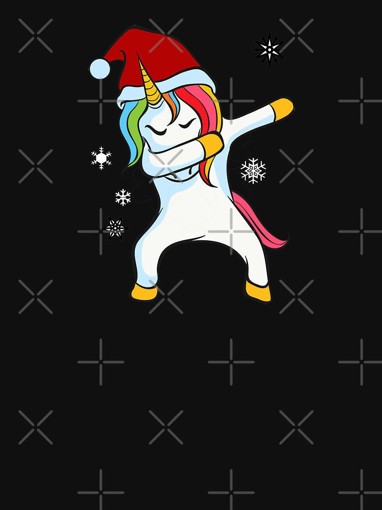 Happy Dapping Dancing Christmas Unicorn Wearing Santa Hat with Snowflakes by merch-Mashed T-Shirts, Hoodie,... (Image 3)