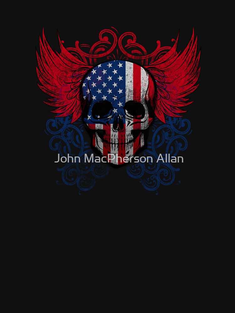 American Skull With Flag Colours by John MacPherson Allan T-Shirts, Hoodie, Sweatshirt | BlankRebels.com (Image 3)
