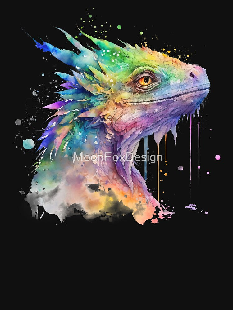 Watercolor Rainbow Dragon, Rainbow Dragon Portrait by MoonFoxDesign T-Shirts, Hoodie, Sweatshirt | BlankRebels.com (Image 3)