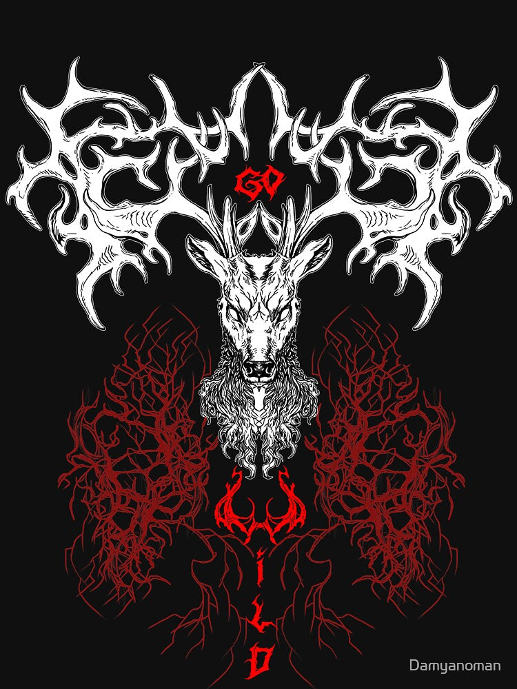 Dark Animal Deer T-Shirt "Go Wild - 4 " by Damyanoman_Art
