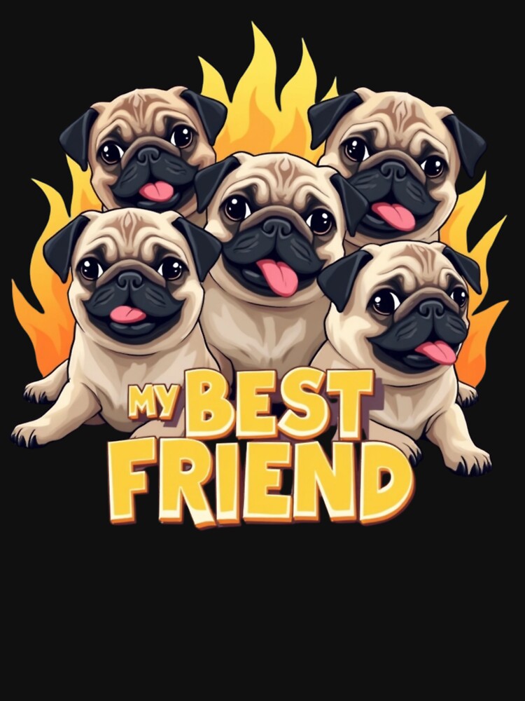Pug My Best Friend – Happy Wrinkled Face Dog Art by PriyaMagic T-Shirts, Hoodie, Sweatshirt | BlankRebels.com (Image 3)