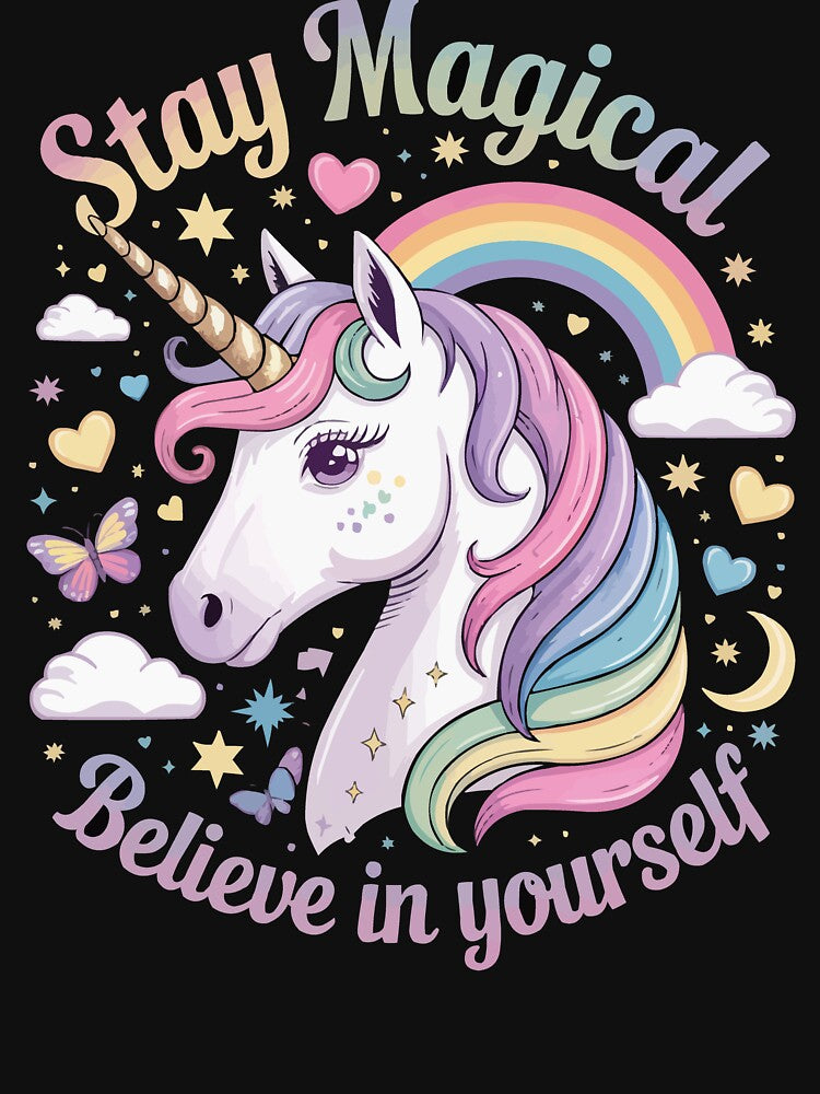 Stay Magical Unicorn – Believe in Yourself Pastel Rainbow by PixelSkull83 T-Shirts, Hoodie, Sweatshirt (Image 3)