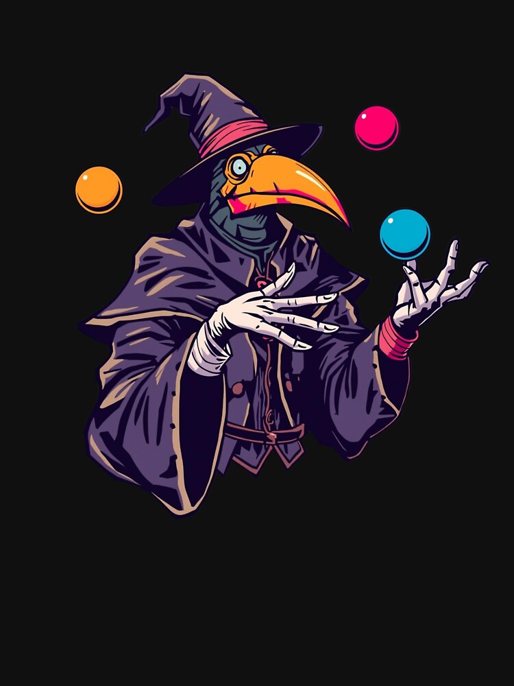 Juggling Plague Doctor Wizard Dark Carnival Gothic Sticker Design by LintonGriffin T-Shirts, Hoodie, Sweatshirt (Image 3)