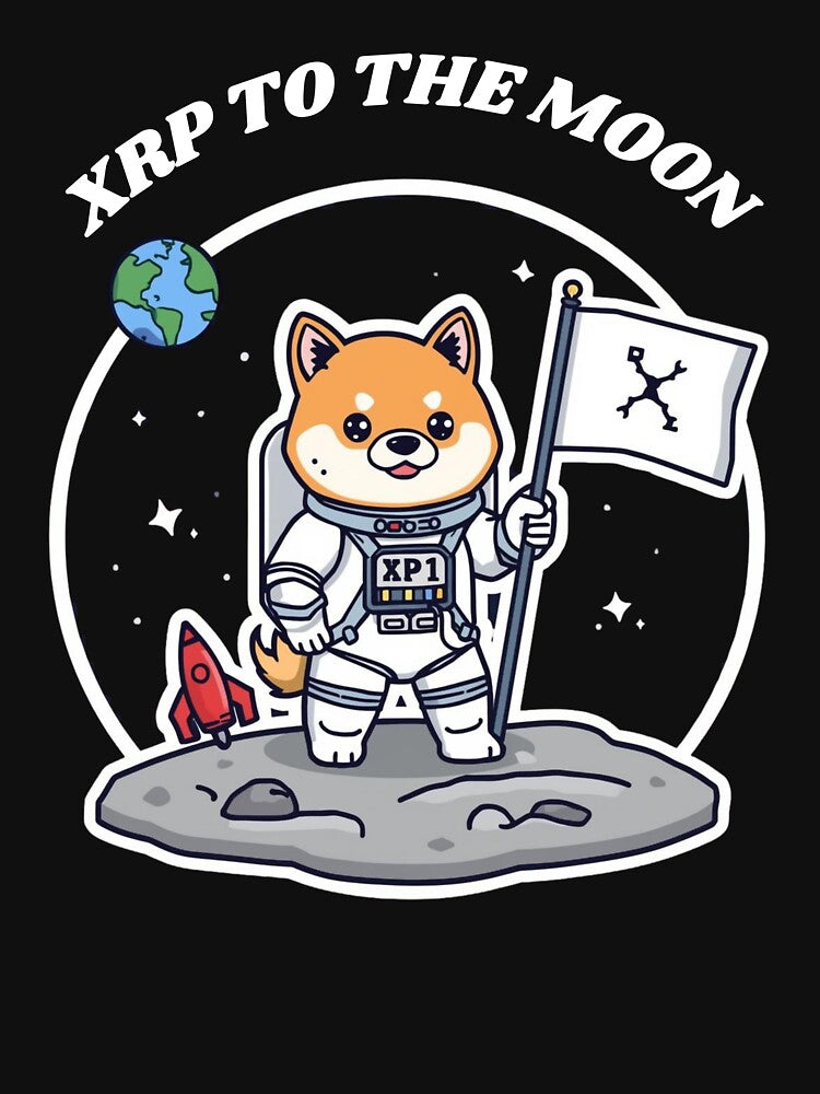 XRP To The Moon Astronaut Dog – Funny Ripple Crypto Meme Design by LintonGriffin T-Shirts, Hoodie, Sweatshirt (Image 3)
