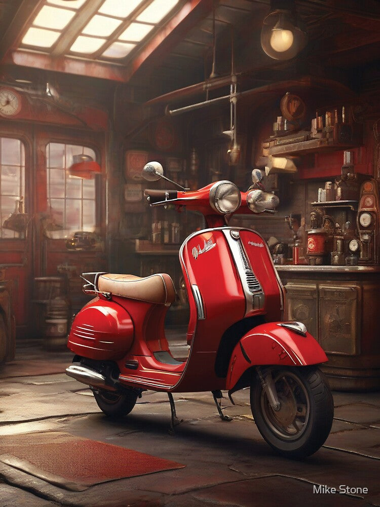 Red Moped Scooter by Random Designs T-Shirts, Hoodie, Sweatshirt | BlankRebels.com (Image 3)
