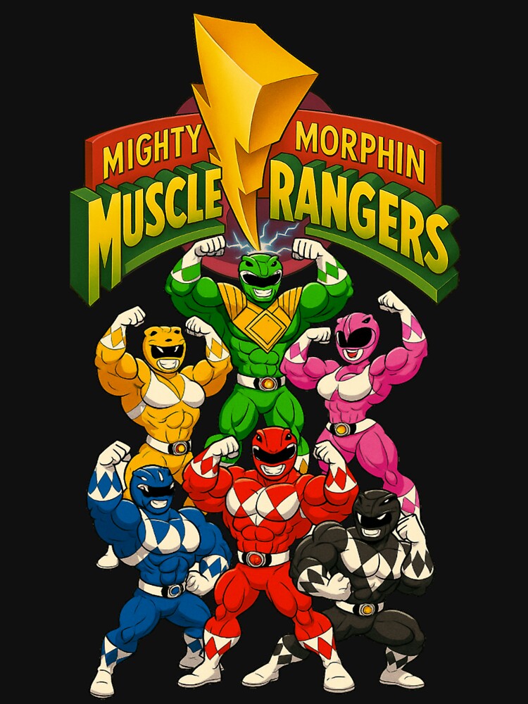 Mighty Morphin Muscle Rangers – Flexin’ Through the Muscle Grid! by FlexAppealCom T-Shirts, Hoodie, Sweatshirt (Image 3)