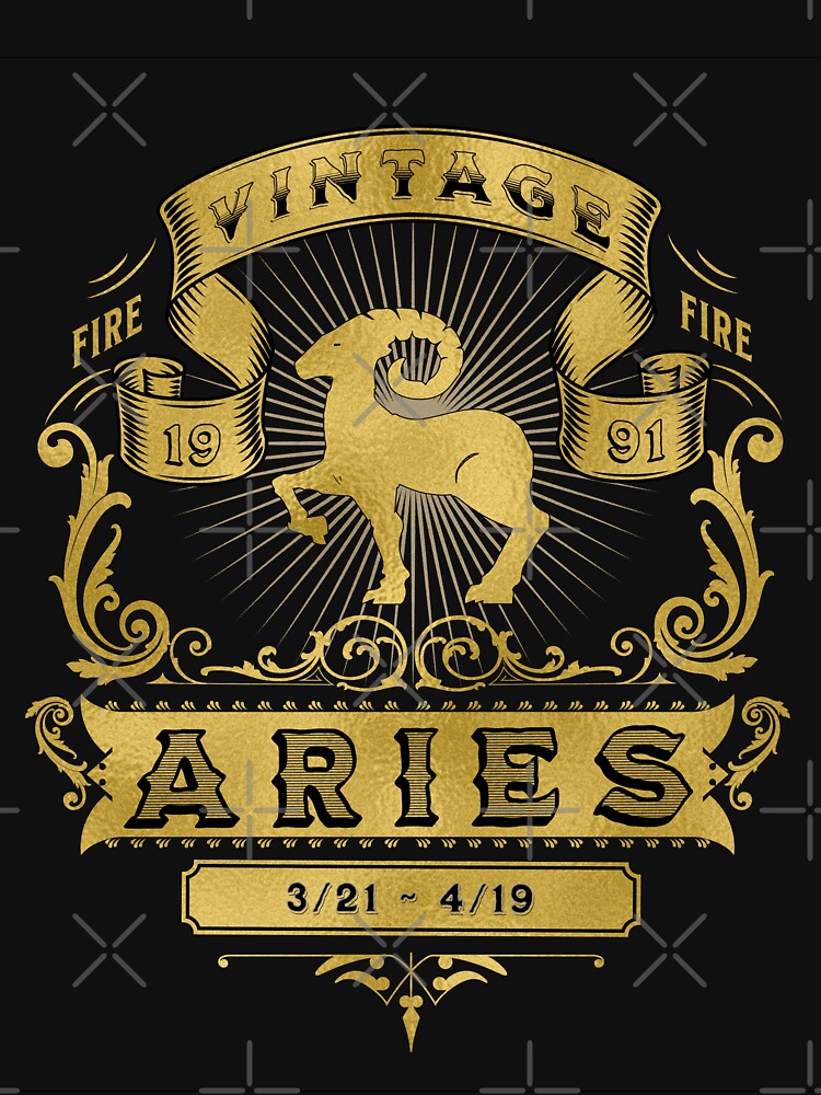 The Zodiac Sign of Aries Golden Vintage 1991 by rhombusOnion T-Shirts, Hoodie, Sweatshirt | BlankRebels.com (Image 3)