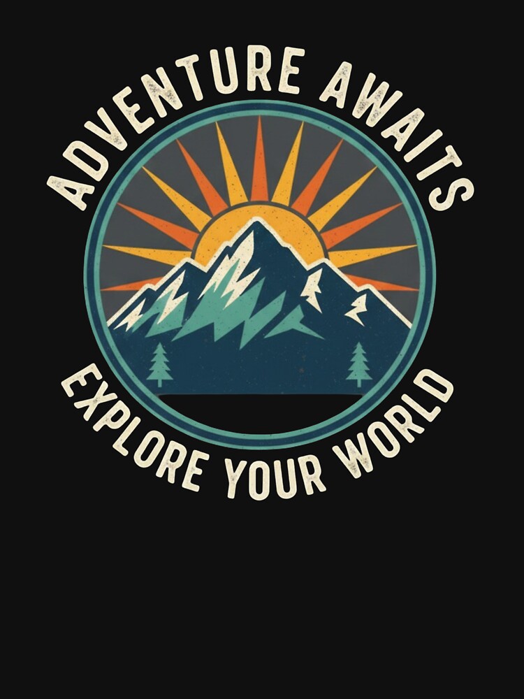 Adventure Awaits Mountain T-Shirt – Vintage Outdoor Hiking & Travel Nature Tee by Iunova