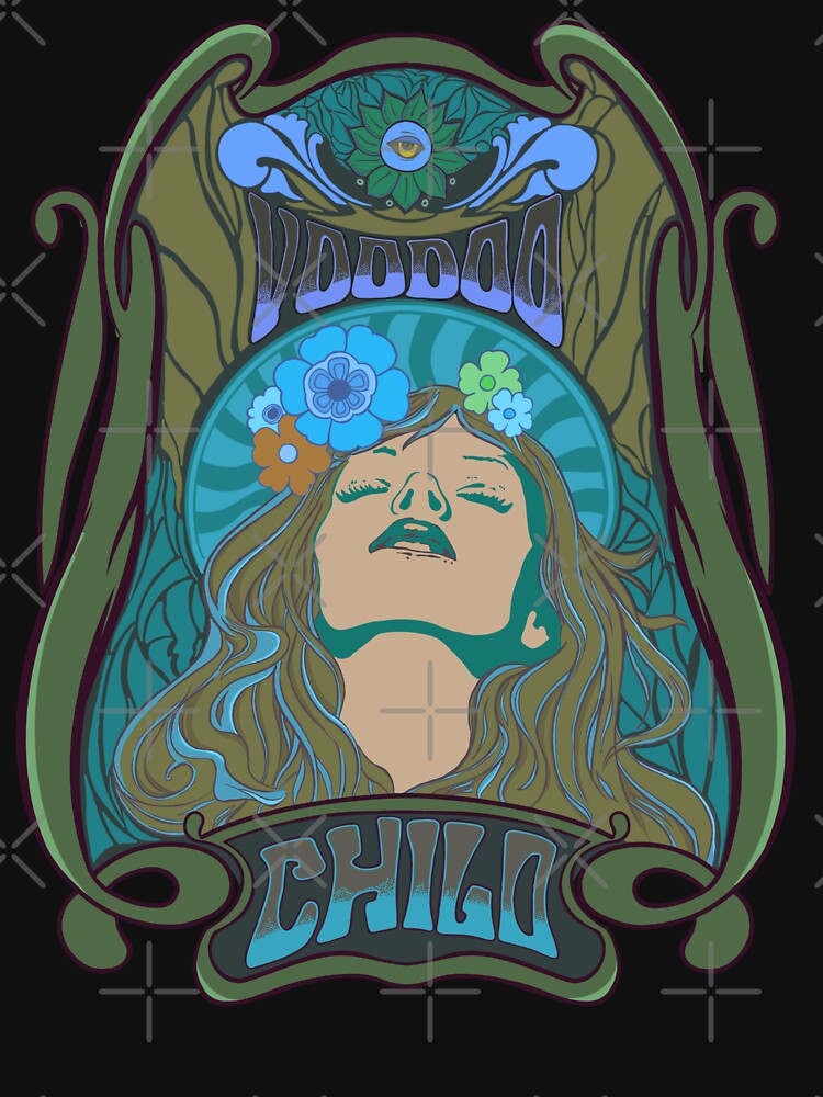 Copie de Pyschedelic vintage 60s hippie design - Voodoo child - Blue version by Yoginath T-Shirts, Hoodie,... (Image 3)