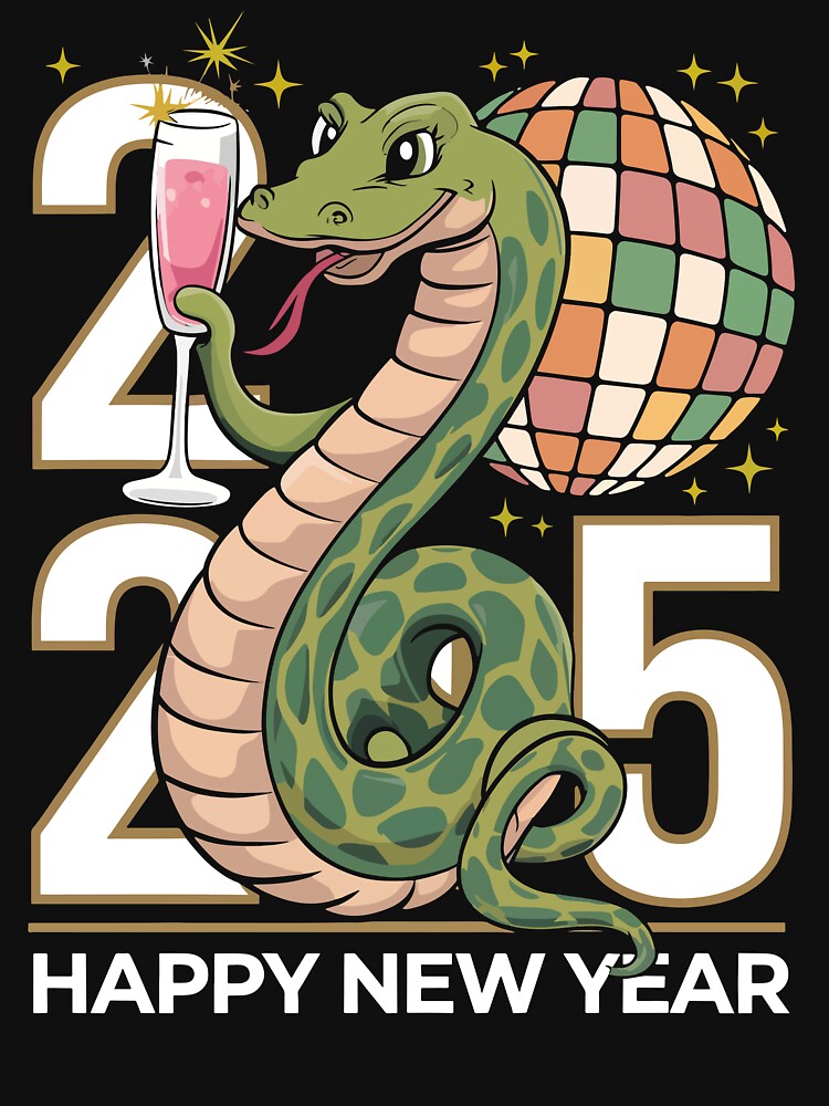 Happy New Year Snake 2025 Party Celebration by Oualid Art T-Shirts, Hoodie, Sweatshirt | BlankRebels.com (Image 3)